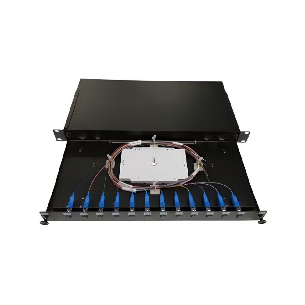 12 PORT LC DUPLEX RACK MOUNT FIBER PATCH PANEL WITH SPLICE TRAY