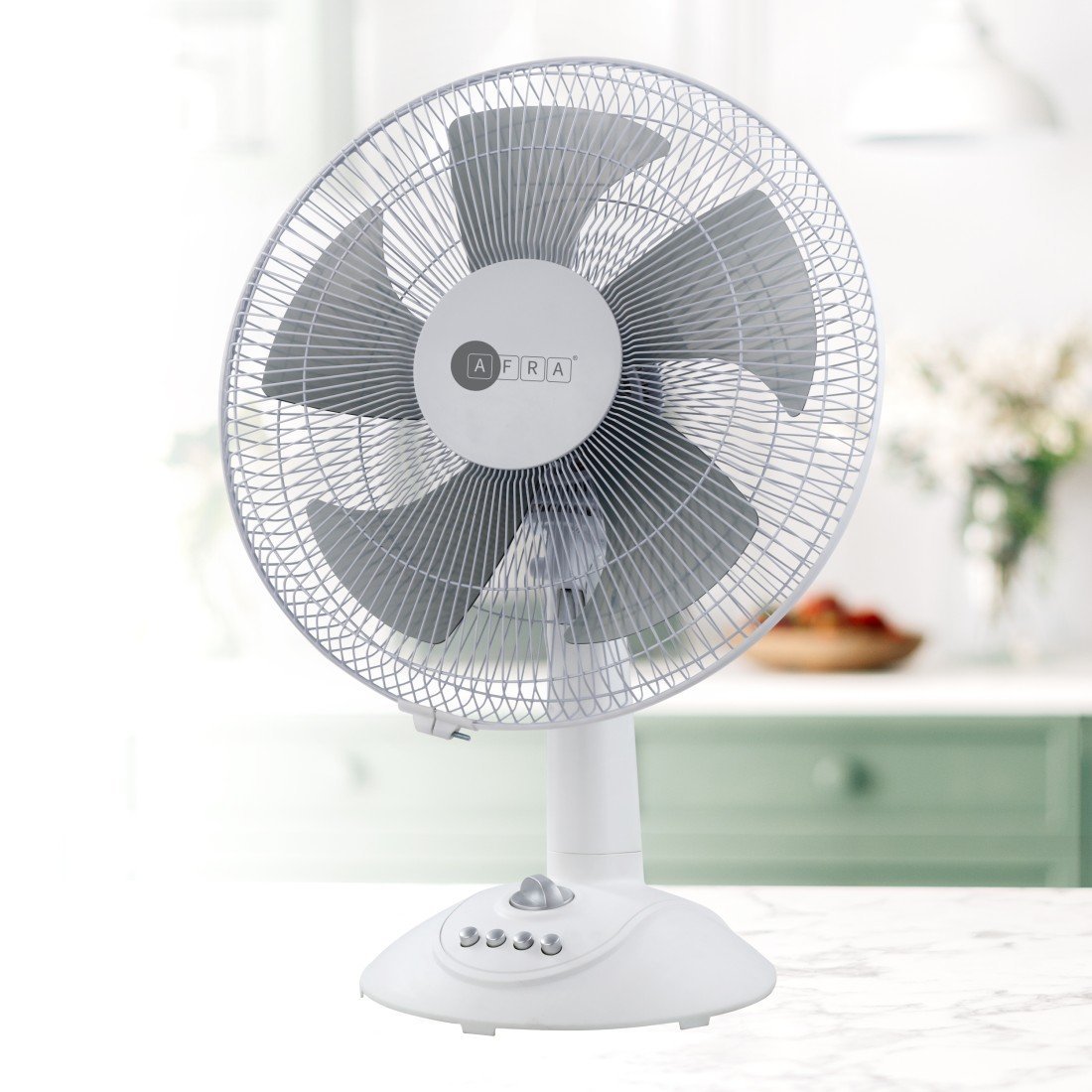 AFRA 12-Inch Table Fan, 60W, 3 Speed Settings, 1200 RPM, Timer Control AF-1260TFWT, 1-Year Warranty