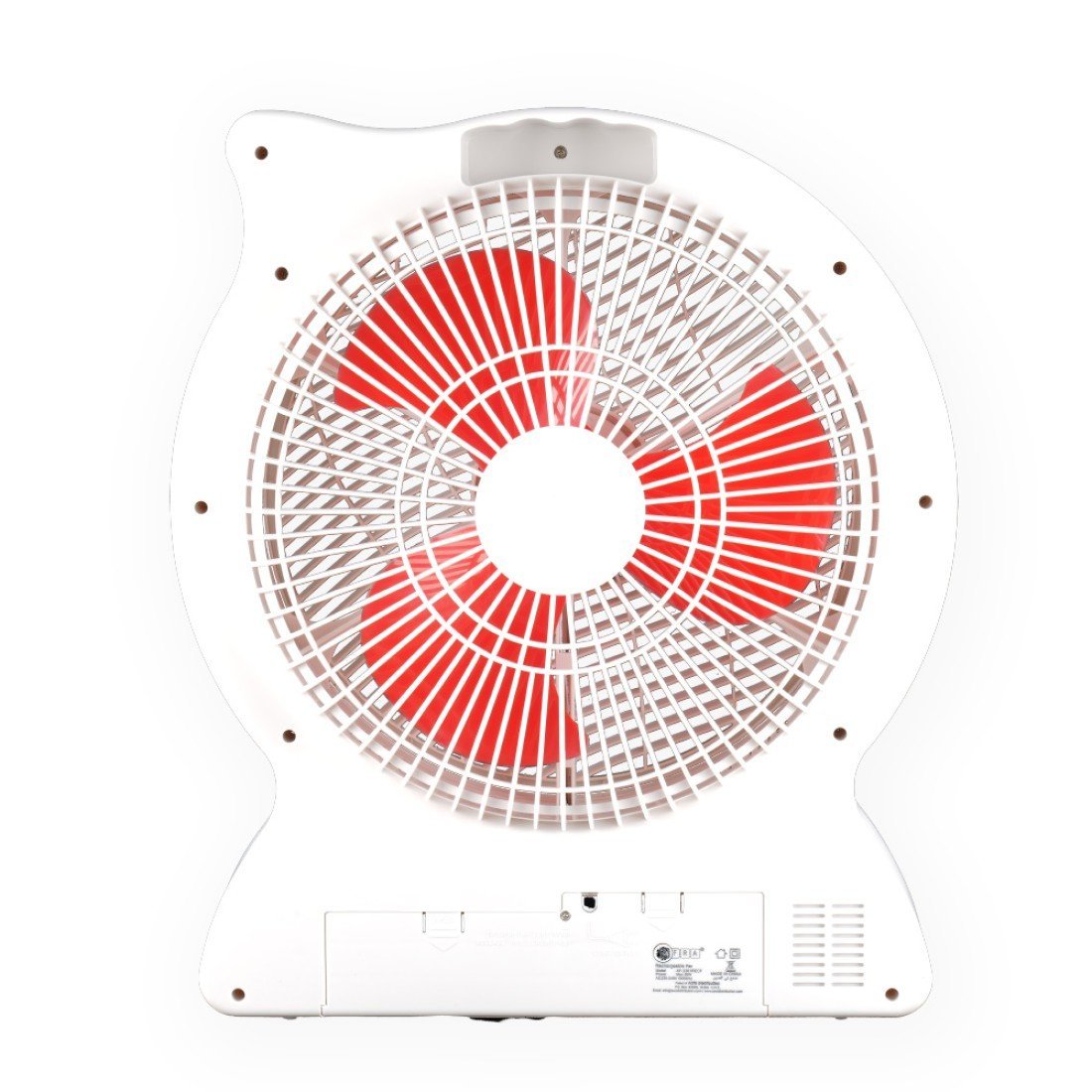 AFRA 12 Rechargeable USB AC/DC Fan AF-2301RECF White/Red, 4500mAh Battery, Portable & Multi-Power Use